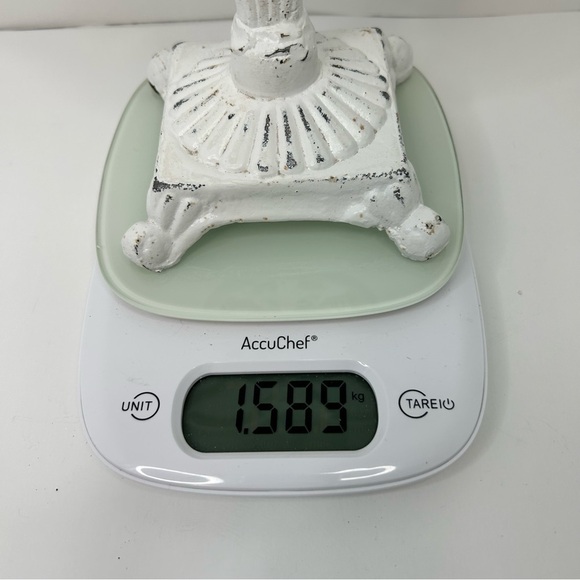 Vintage Cast Iron Candle Holder Painted White 11.5” Tall - Picture 9 of 15